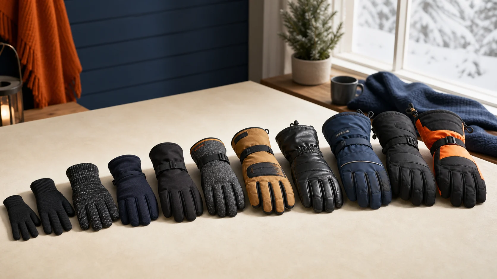 Men comparing warm winter gloves for commuting, work, snow, and everyday use