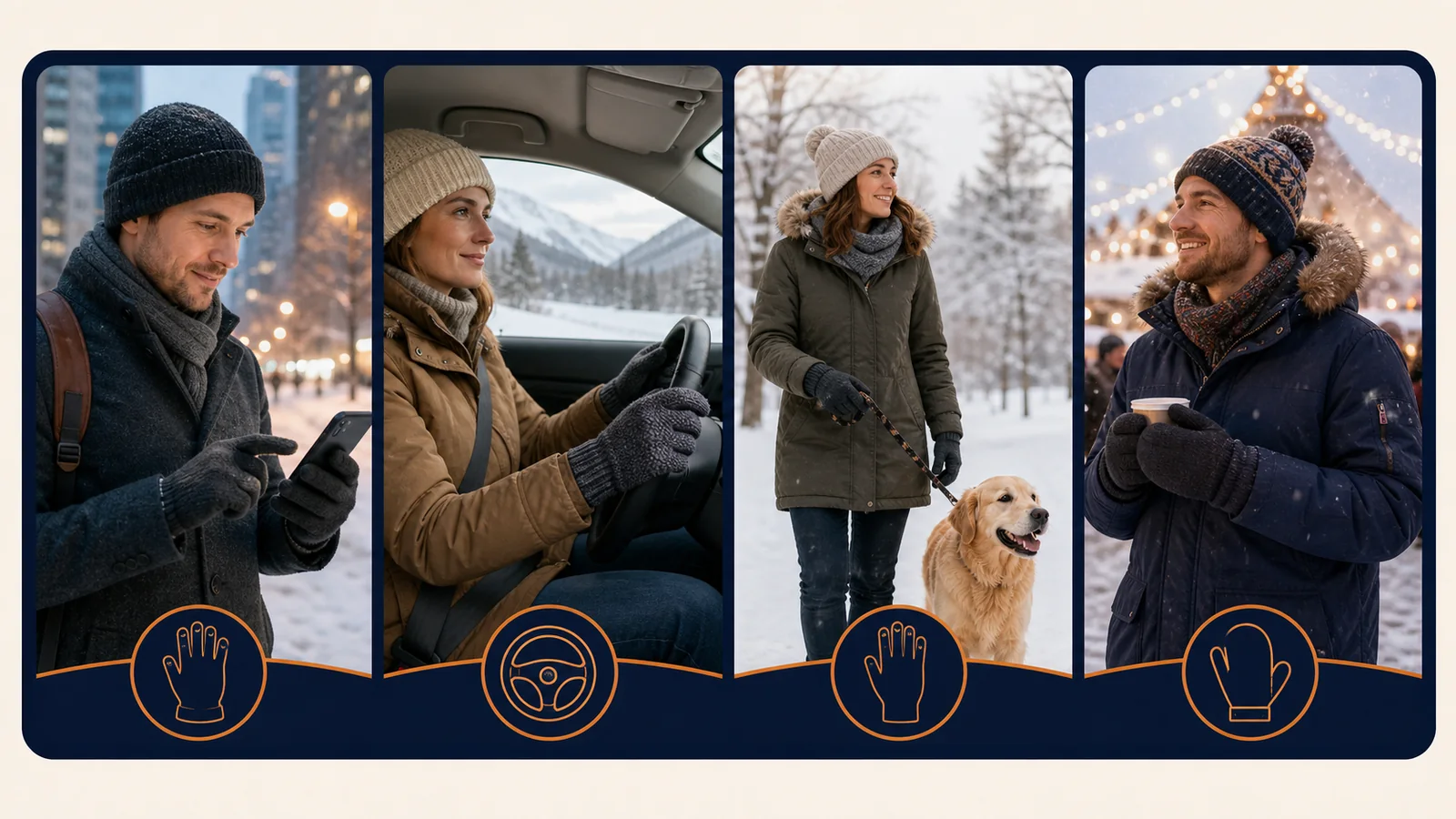 Winter handwear choices for commuting, driving, dog walking, and stationary outdoor use