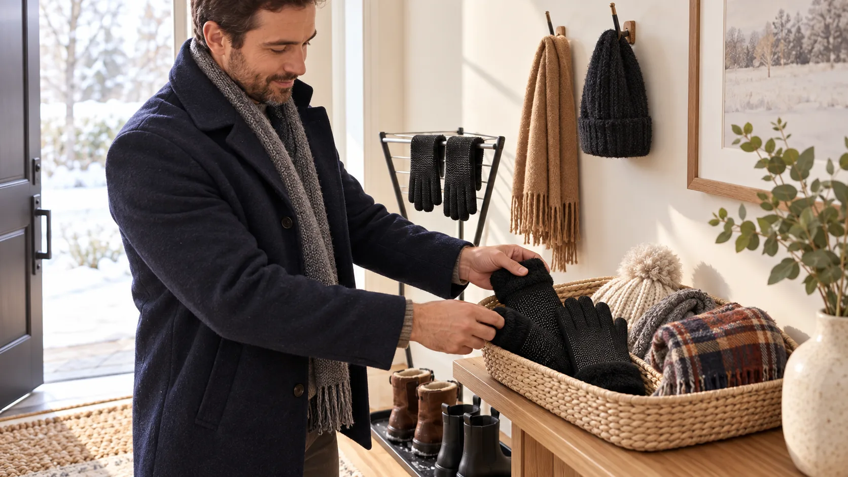 organize winter hats gloves hero